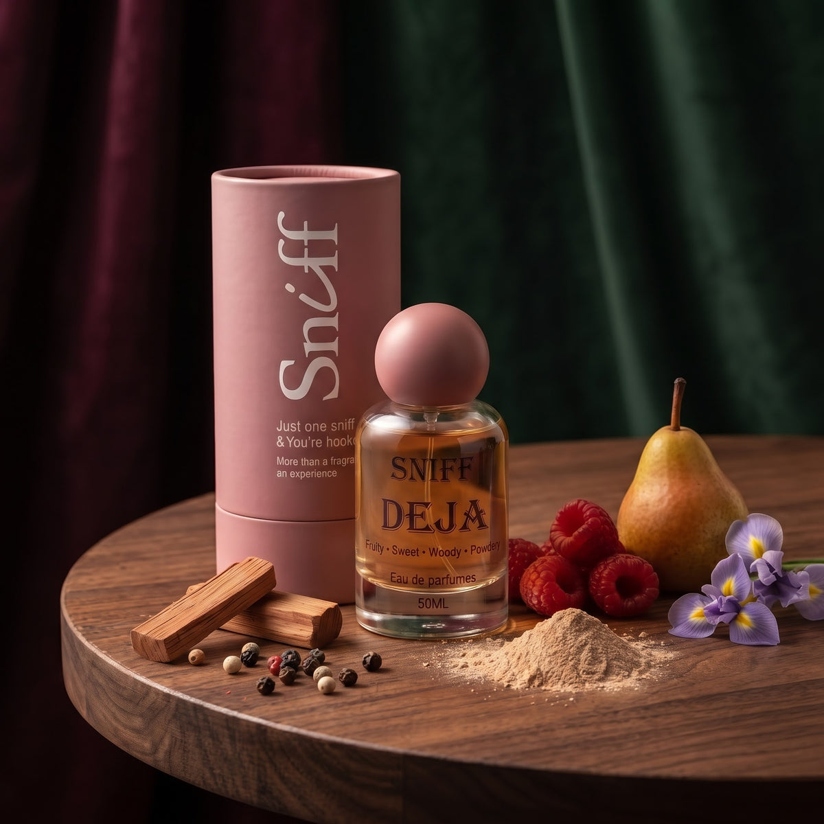 Sniff DEJA Eau de Parfum 50ml with raspberry, pear, iris and sandalwood
