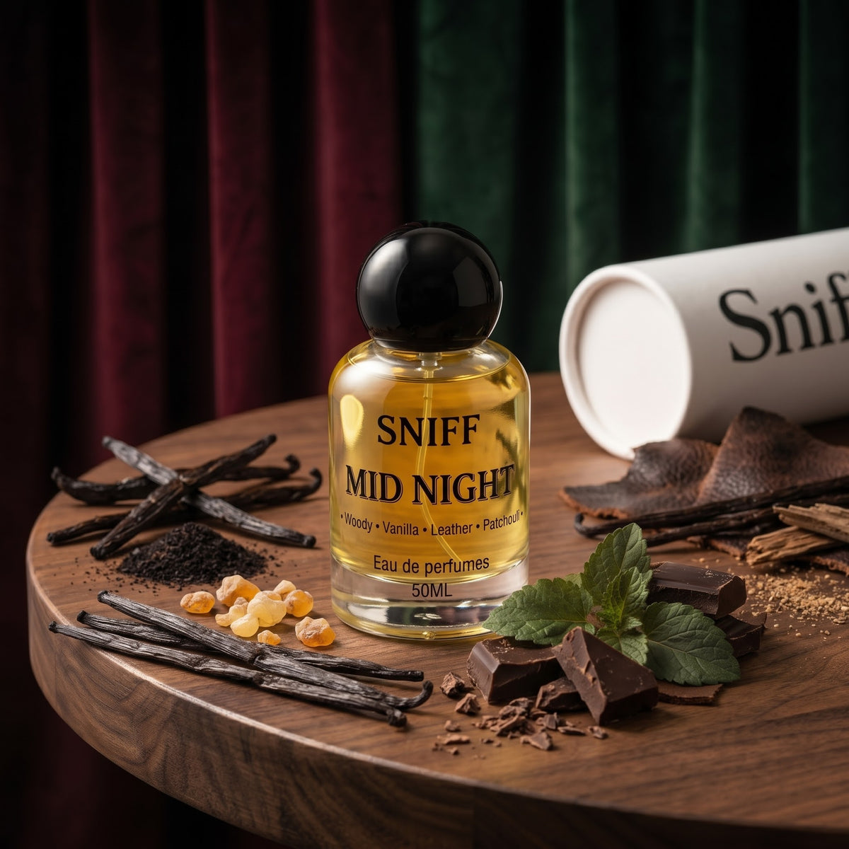 Sniff MID NIGHT Eau de Parfum 50ml with vanilla, leather, chocolate and patchouli