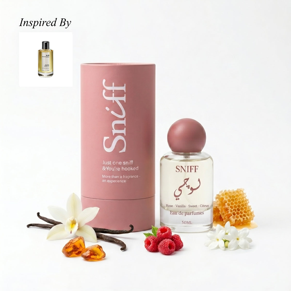 Sniff لُوجِي Eau de Parfum 50ML, inspired by Mancera Roses Vanille