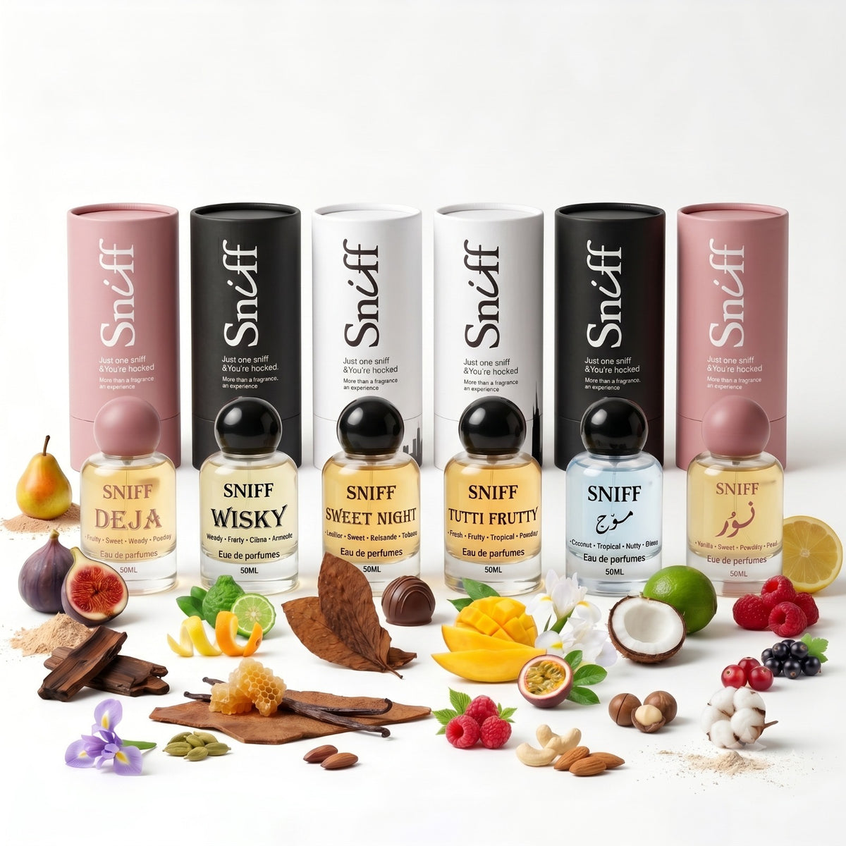 Sniff Eau de Parfum collection with natural ingredients